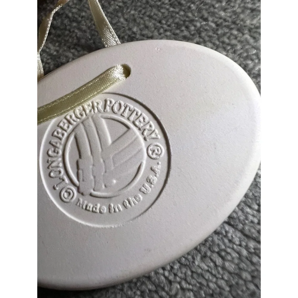 Longaberger Pottery Baby Tie-On 1999 White Ceramic Basket Charm Vintage